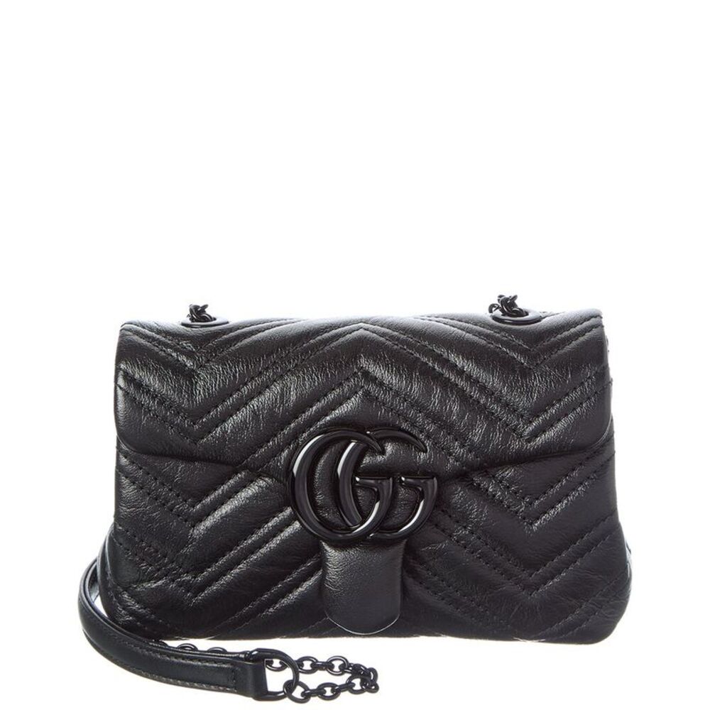Gucci Gg Marmont Mini Leather Shoulder Bag, Black